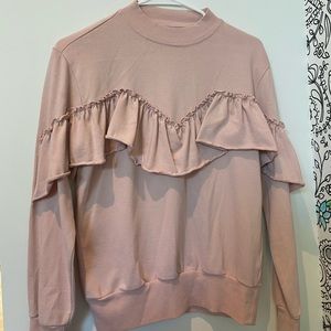 TOPSHOP Pink Ruffle Sweatshirt